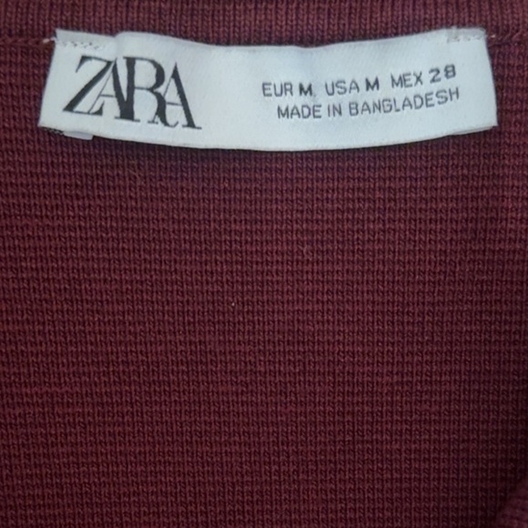 NWOT Zara Women's Deep Burgundy Blazer Sweater with ahold Buttons - Picture 5 of 8